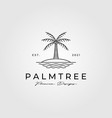 palm tree line art logo minimalist symbol design vector image vector image