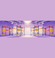 empty warehouse interior with metal racks vector image