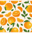 summer pattern with oranges flowers and leaves vector image