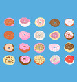 donuts set in cartoon flat style vector image vector image