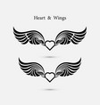 heart logo with angel wings logo design vector image