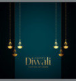 premium happy diwali card with golden diya design vector image vector image