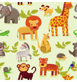 seamless pattern with cartoon animals vector image