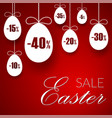 easter sale banner hanging eggs cartoon vector image