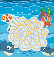 game template with fish underwater vector image