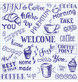 coffee seamless pattern with letteringhand drawn vector image