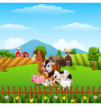 Animals farm playing at hills Royalty Free Vector Image