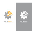 gear and wifi logo combination mechanic vector image