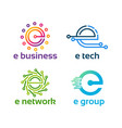 set e initial technology logo designs template vector image