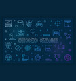 video game blue horizontal banner - linear vector image