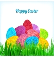 easter background with ornament eggs on grass vector image