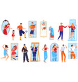 reflection mirror people set vector image vector image