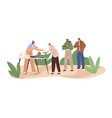 volunteer giving food helping poor hungry people vector image
