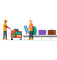 male mover and airport conveyor belt vector image vector image