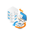 flat isometric 3d cloud server data processing vector image vector image