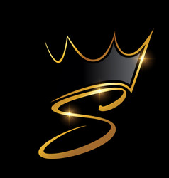Gold crown and leaf monogram initial letter r Vector Image