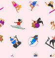 fitness girls plus size seamless pattern health vector image