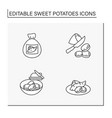 sweet potato line icons set vector image