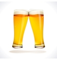 beer splashing two glasses vector image vector image