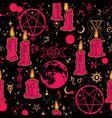burning red candles and magical symbols seamless vector image vector image