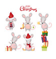 new year characters christmas mouse cute rat vector image vector image