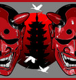 oni kabuki mask in the pagoda vector image vector image
