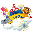 a lion and an elephant near the circus signage vector image
