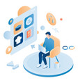 man choosing video channel on laptop computer vector image