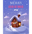 christmas greeting card with a small cottage vector image