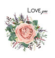 floral bouquet with rose flower leaves herbs vector image vector image