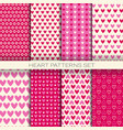 heart patterns set seamless backgrounds vector image
