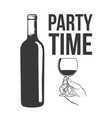 red wine bottle and hand holding a glass vector image