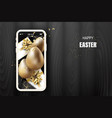 happy easter lettering backgroundeggs and gift vector image