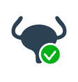 urinary bladder with tick checkmark colored icon vector image