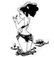 cute pinup girl with flower vector image