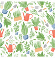 gardening and farming seamless pattern green vector image