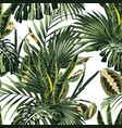 floral fashion tropic wallpaper with palm leaves vector image
