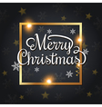golden frame and merry christmas lettering vector image