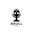 microphone podcast with skull logo design vector image vector image