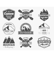 set of vintage mountain kayaking paddling vector image