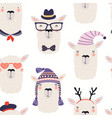 cute llamas seamless pattern vector image