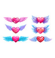 shiny glossy pink and red crystal hearts vector image