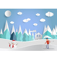 views house in winter paper art style vector image vector image