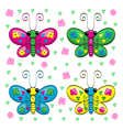 cute cartoon butterflies and flowers vector image