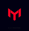 m and y letters linear logo red vector image