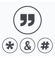 quote asterisk footnote icons hashtag symbol vector image