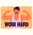 retro gym vintage grunge poster with strong man vector image