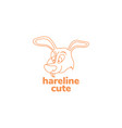hare with tooth cute mascot line logo design vector image