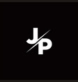 jp logo letter monogram slash with modern vector image