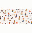 seamless pattern with urban people walking dogs vector image vector image